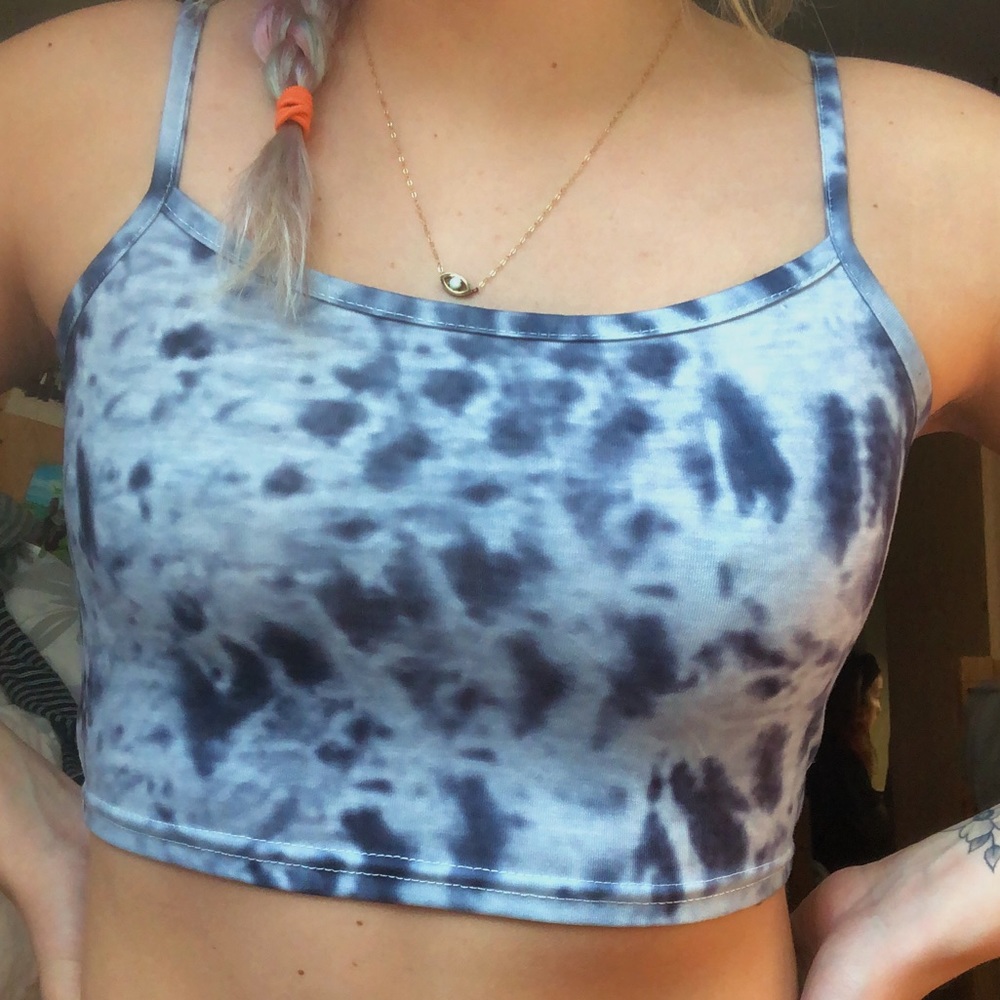 Blue tie dye tank top